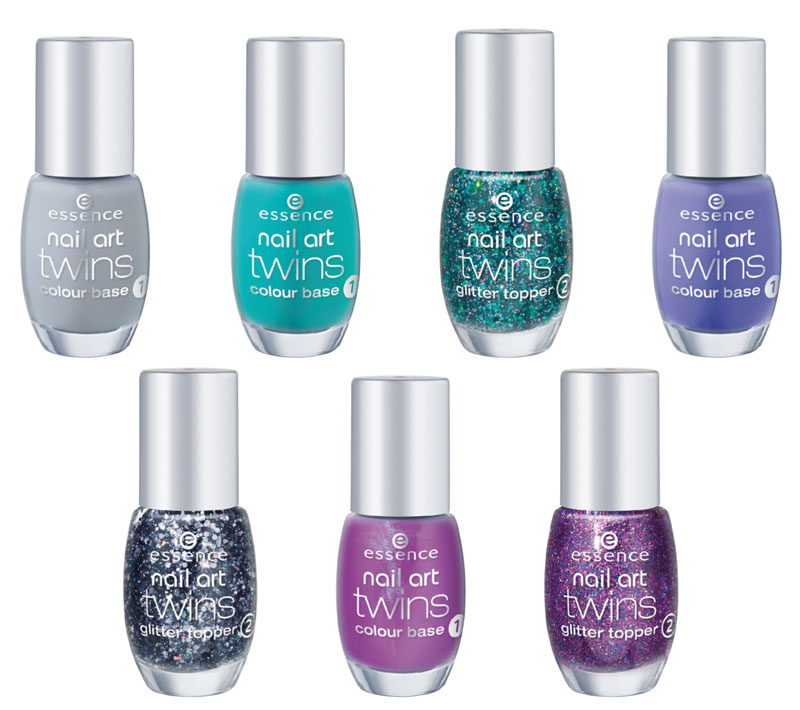 essence nail art twins base colorata glitter top coat