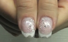 French bianca argento e rosa nail art