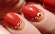Orange Ruffian nail art
